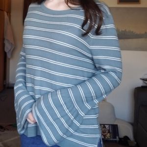 striped bell sleeve top